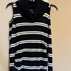 Black and White Striped Sweater Top